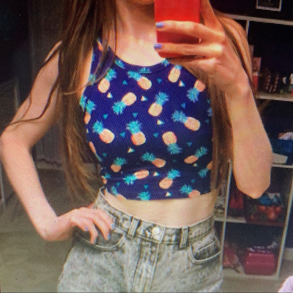 Charlotte Russe Size Small Navy Blue Crop Top with Pineapples